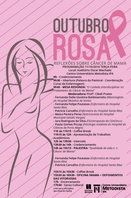 Curso de Enfermagem do IPA promove Seminário Outubro Rosa: Reflexões sobre Câncer de Mama