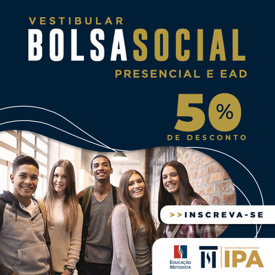 IPA  inscreve para bolsas sociais de 50% em cursos presenciais e a distância