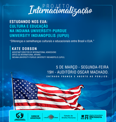 Palestrante internacional debate sobre Educação e Cultura nos EUA e Brasil na segunda, 5